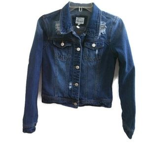 Wax Jean Basic Denim Jacket Distressed Blue